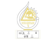 Dos troféus feitos sob encomenda do metal da empresa ouro brilhante chapeado com o logotipo gravado