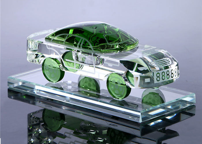 Garrafas de vidro decorativas de cristal da forma do carro amarelas/verde/cor azul/branca opcional