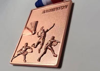 Medalha feita sob encomenda 70*50*4mm do metal da forma quadrada para jogos do badminton da equipe