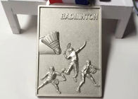 Medalha feita sob encomenda 70*50*4mm do metal da forma quadrada para jogos do badminton da equipe